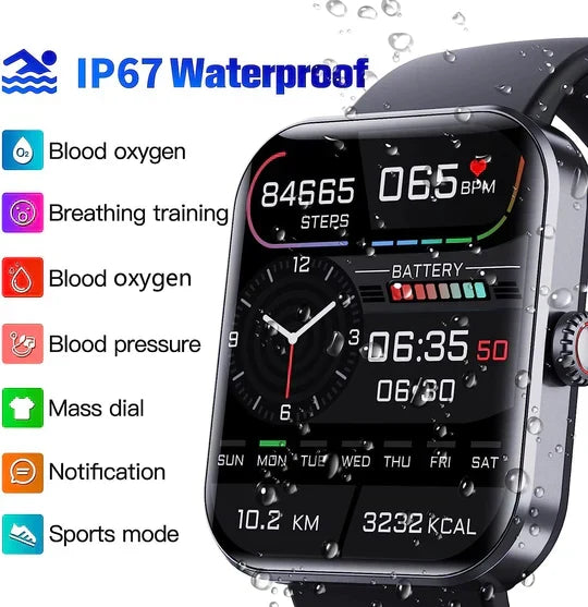 Smartwatch monitorização glicose não invasiva com GPS e fitness tracking