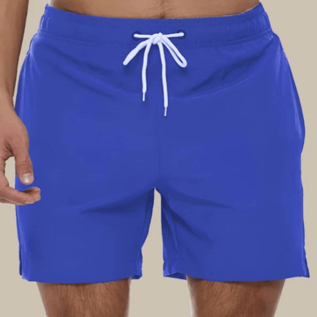 Calção de banho masculino secagem rápida regular fit com cós elástico