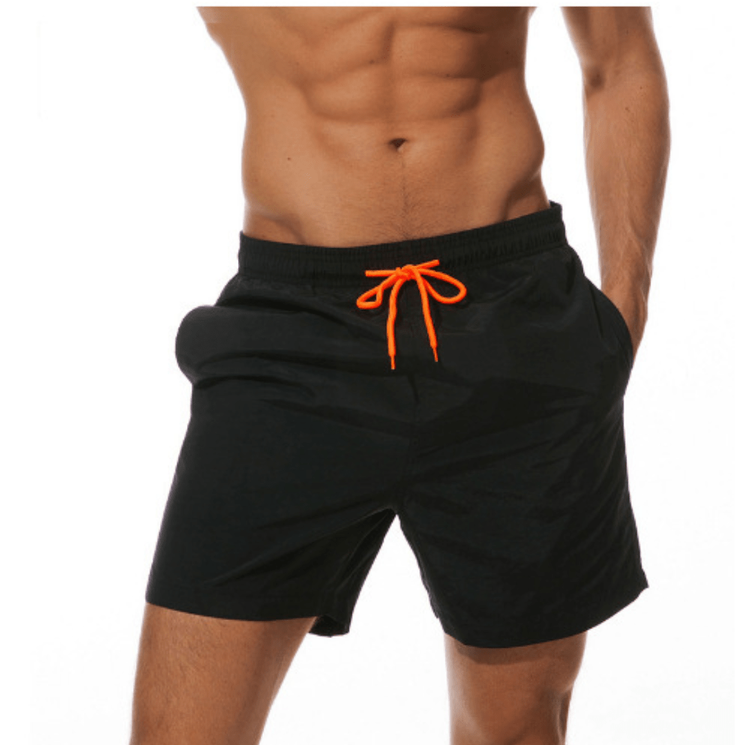 Calção de banho masculino secagem rápida regular fit com cós elástico