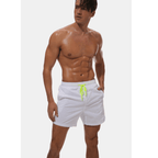 Calção de banho masculino secagem rápida regular fit com cós elástico