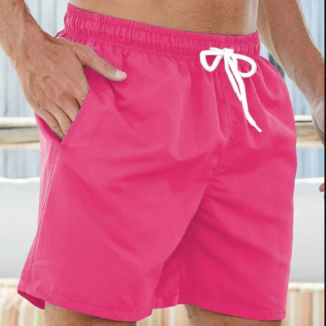 Calção de banho masculino secagem rápida regular fit com cós elástico