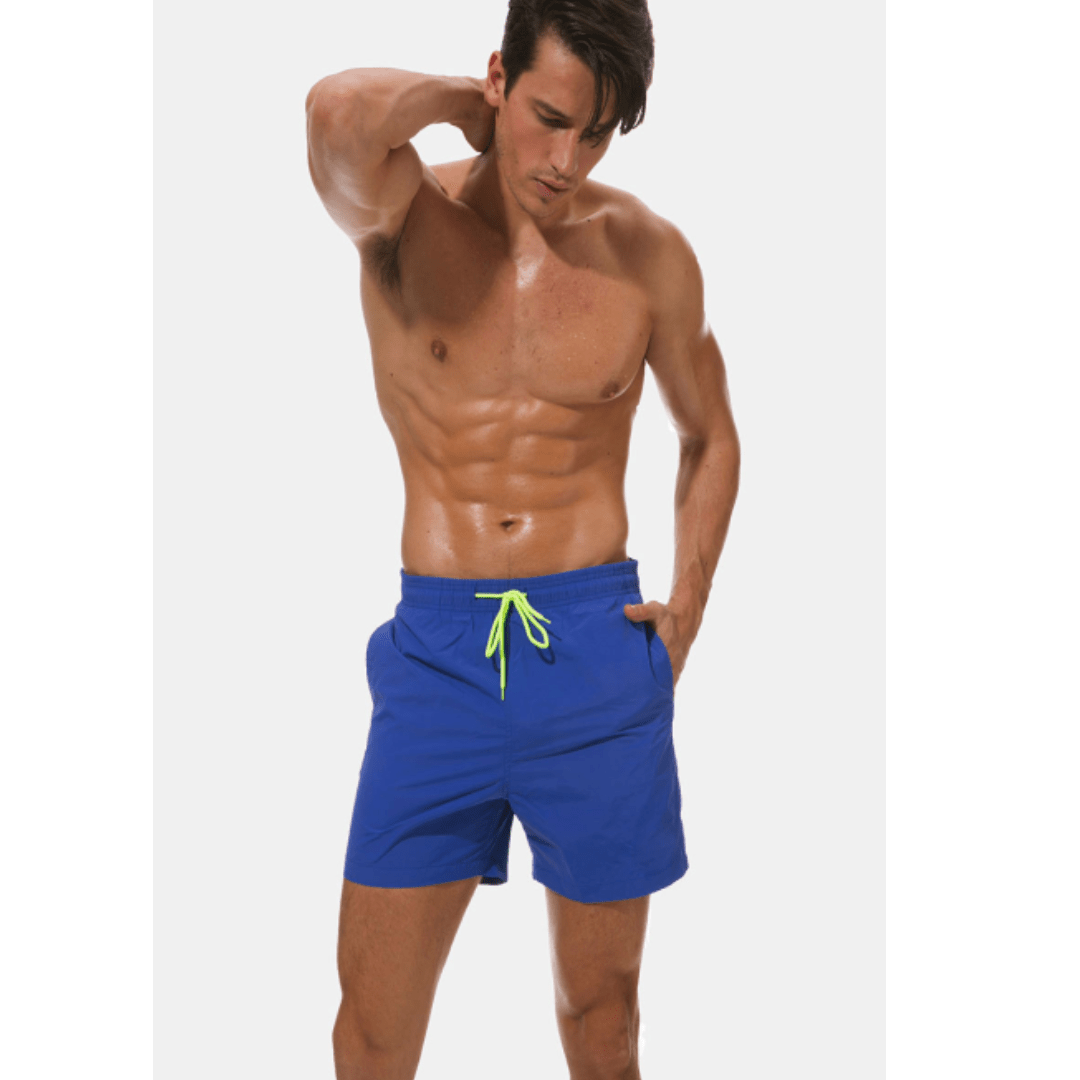 Calção de banho masculino secagem rápida regular fit com cós elástico