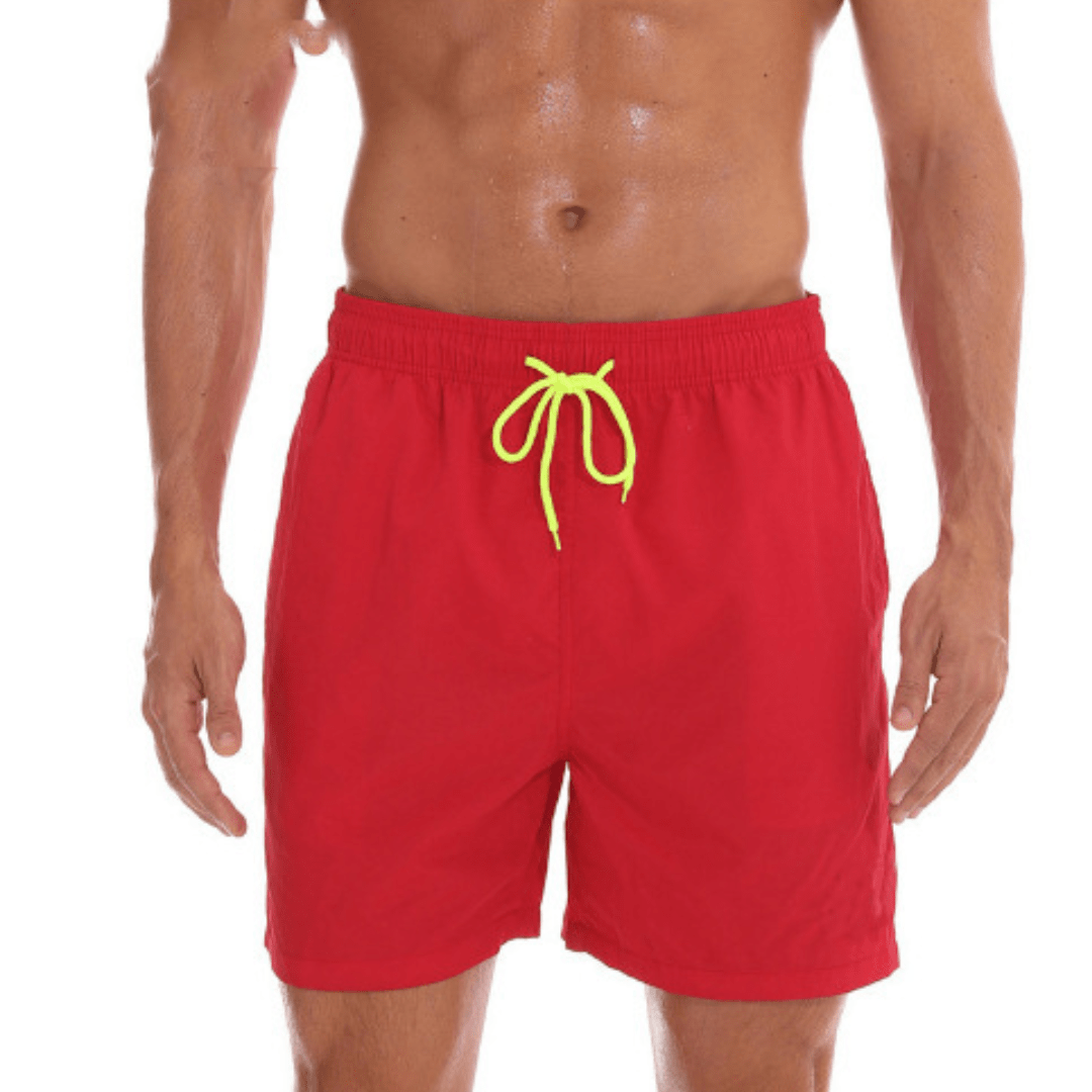 Calção de banho masculino secagem rápida regular fit com cós elástico
