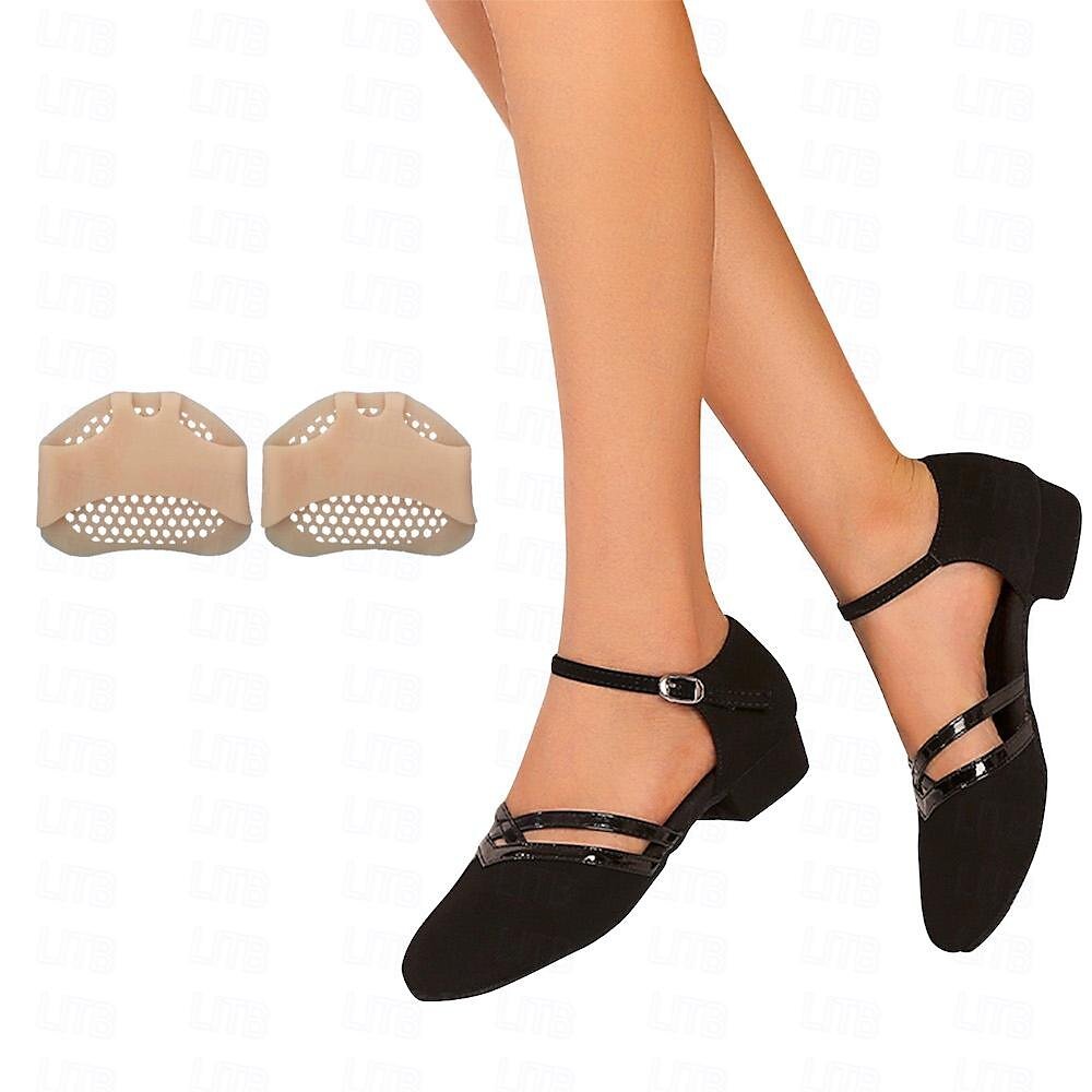 Sapatos de dança femininos com tira ajustável no tornozelo e sola estável