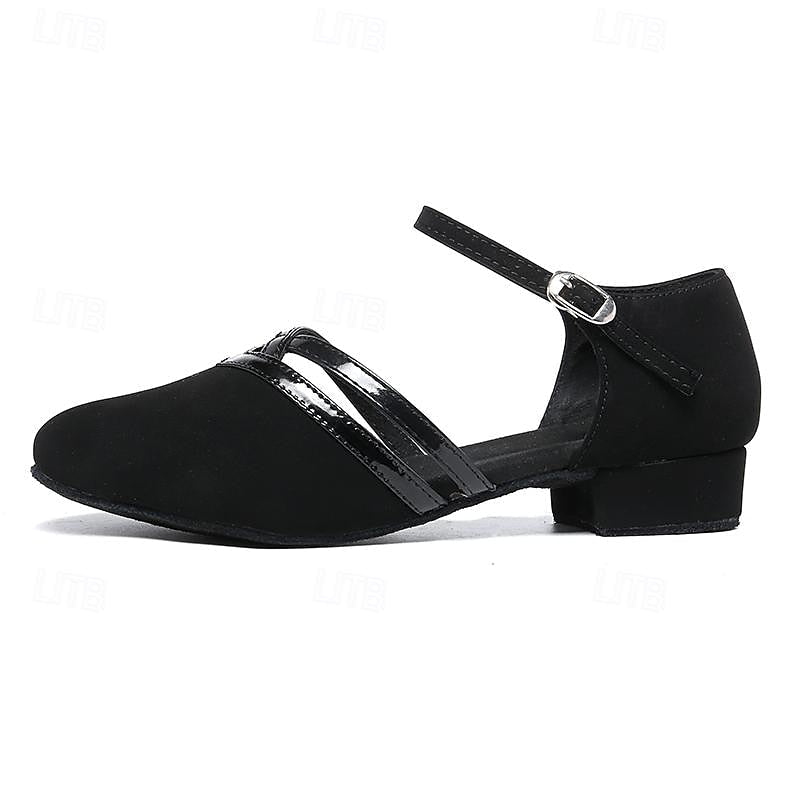Sapatos de dança femininos com tira ajustável no tornozelo e sola estável