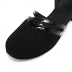 Sapatos de dança femininos com tira ajustável no tornozelo e sola estável