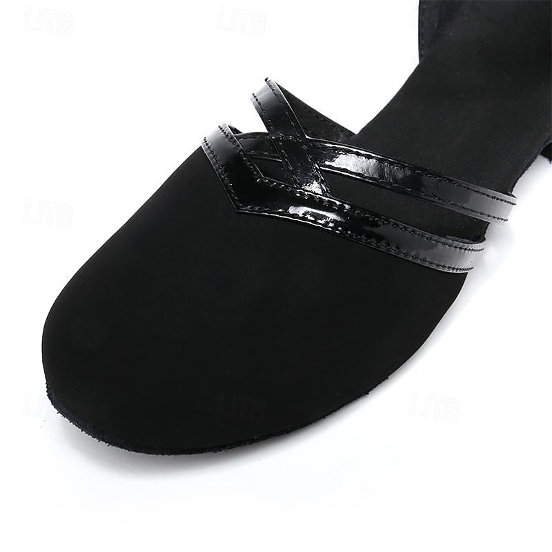 Sapatos de dança femininos com tira ajustável no tornozelo e sola estável