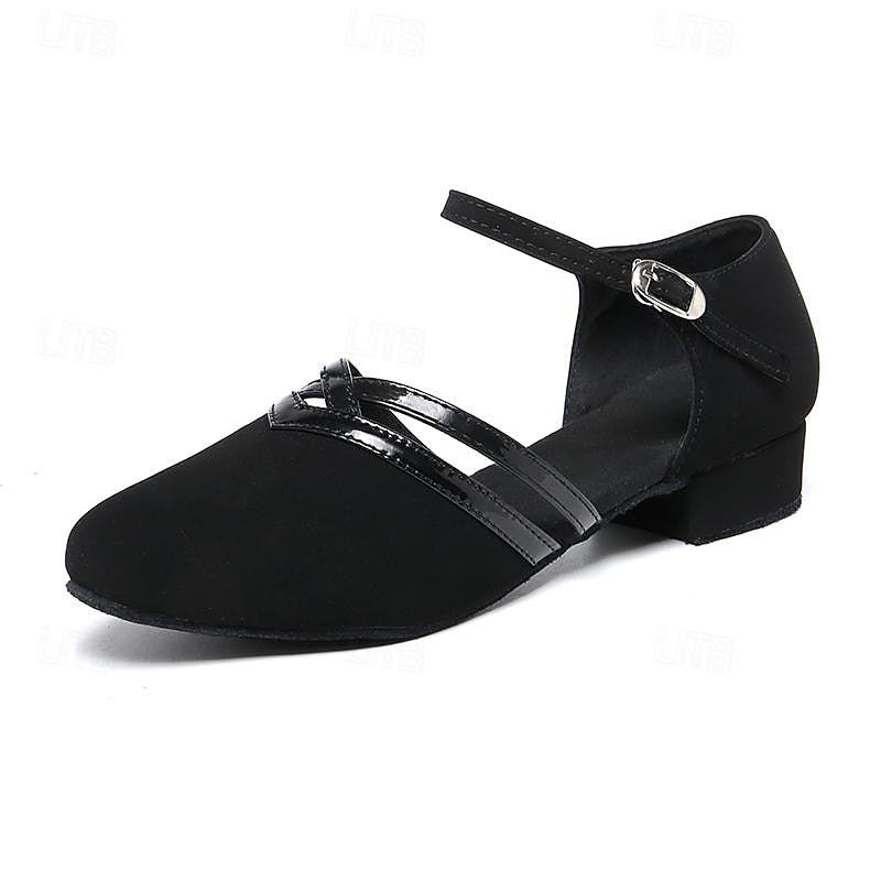 Sapatos de dança femininos com tira ajustável no tornozelo e sola estável