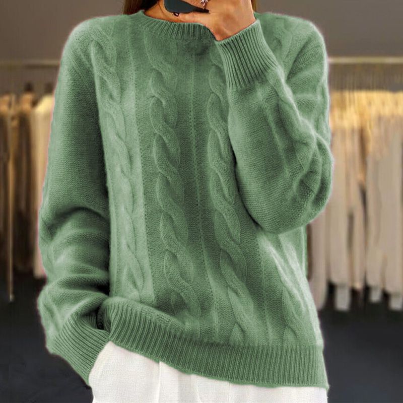 Camisola tricotada feminina quente para o inverno estilo casual