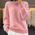 Camisola tricotada feminina quente para o inverno estilo casual
