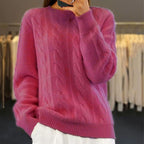Camisola tricotada feminina quente para o inverno estilo casual