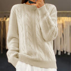 Camisola tricotada feminina quente para o inverno estilo casual