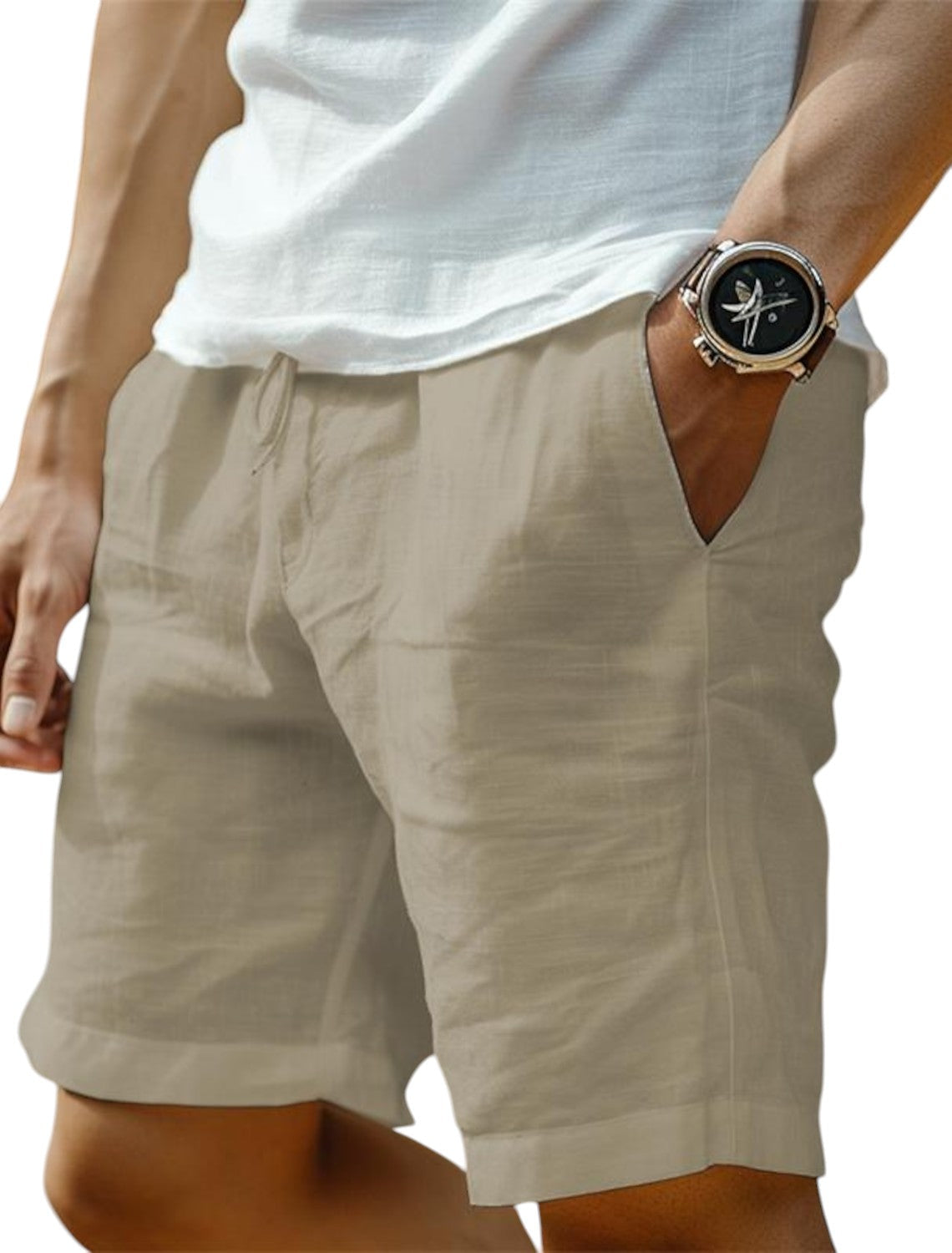 Calções homem casual confortáveis com cordão ajustável em várias cores
