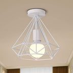 Candeeiro de teto LED retro gaiola geométrica metal preto 9W