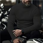 Camisola gola alta tricotada homem, macia e quente para o inverno