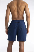 Calções de corrida masculinos com liner integrado e bolso para telemóvel