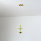 Candeeiro suspenso de metal dourado para ilha de cozinha, LED integrado, design industrial contemporâneo