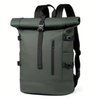 Mochila masculina roll-top impermeável com compartimento para laptop