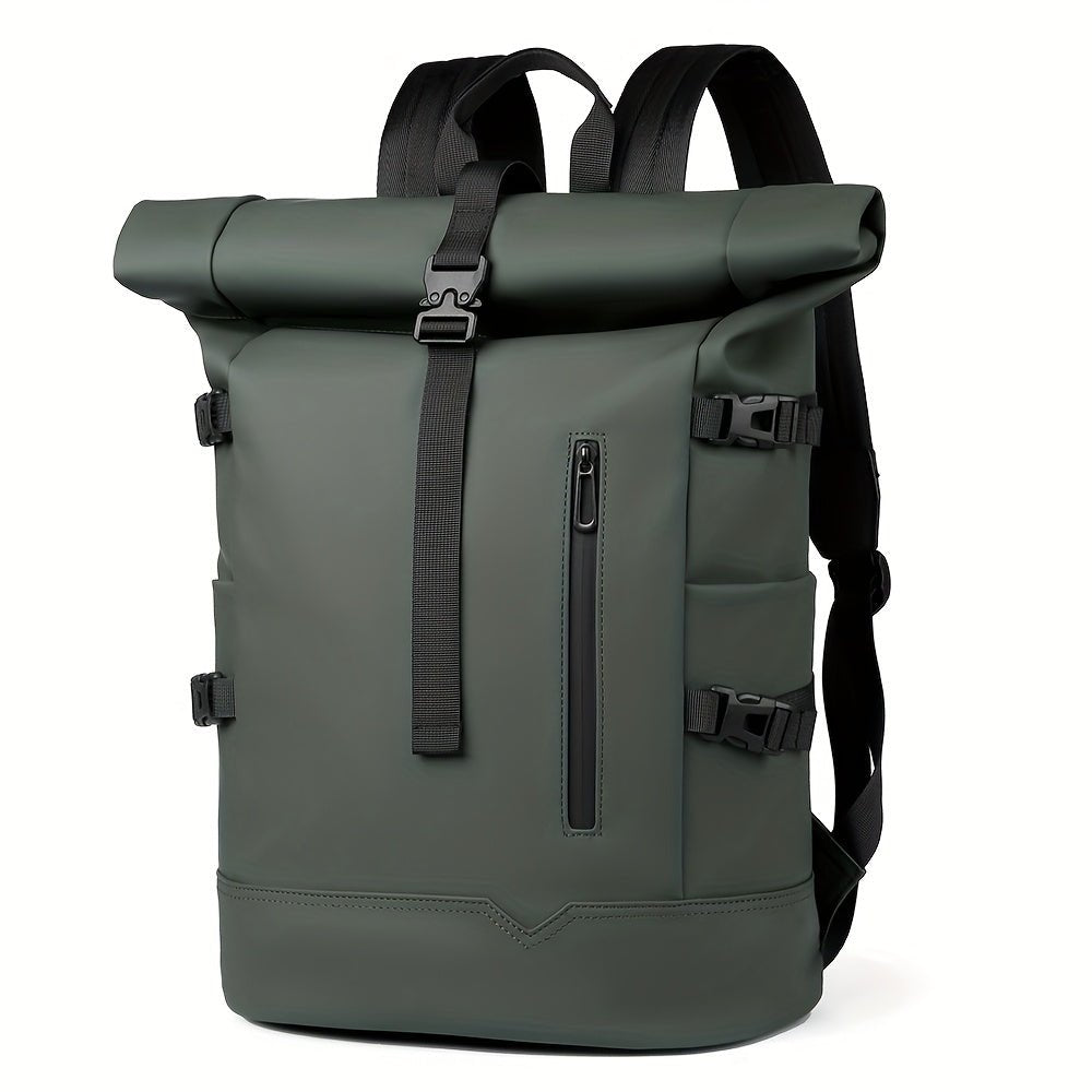 Mochila masculina roll-top impermeável com compartimento para laptop