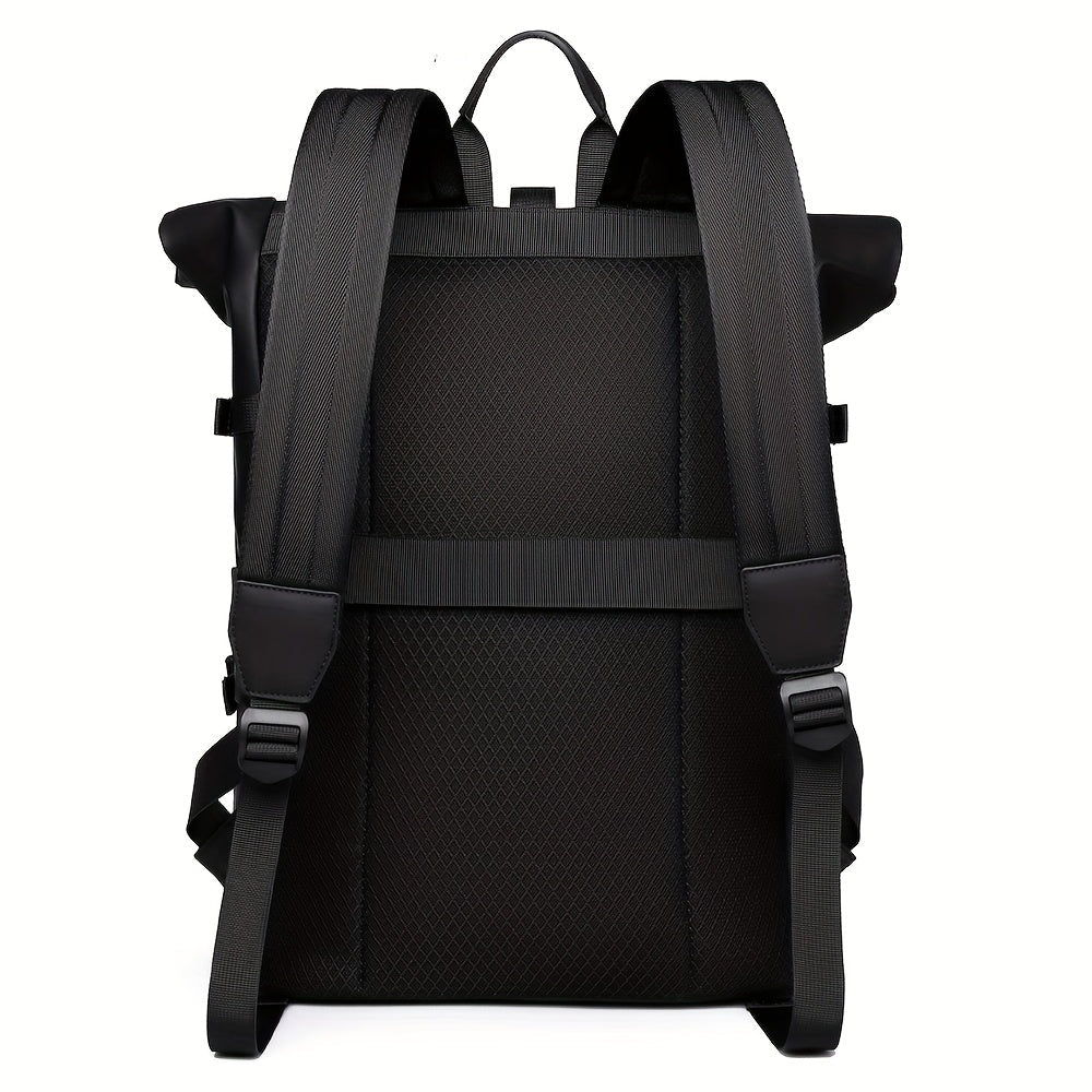 Mochila masculina roll-top impermeável com compartimento para laptop