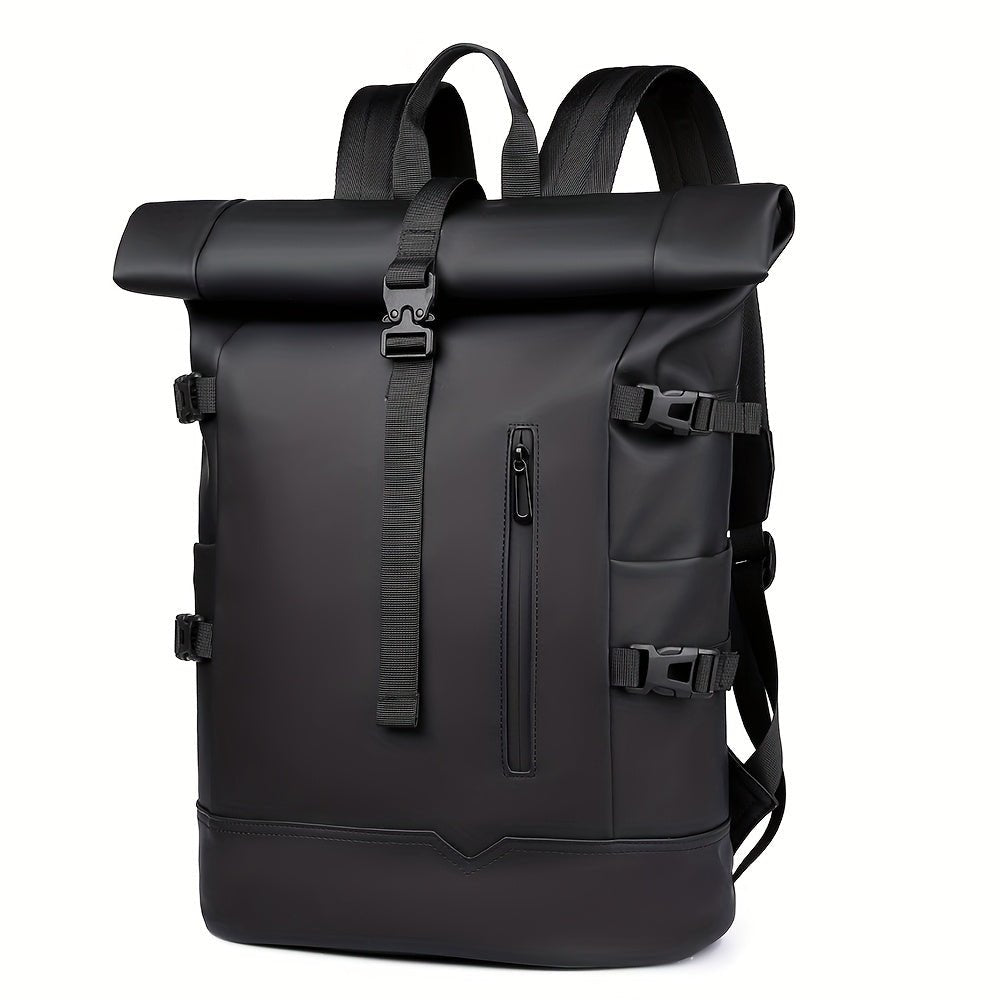 Mochila masculina roll-top impermeável com compartimento para laptop