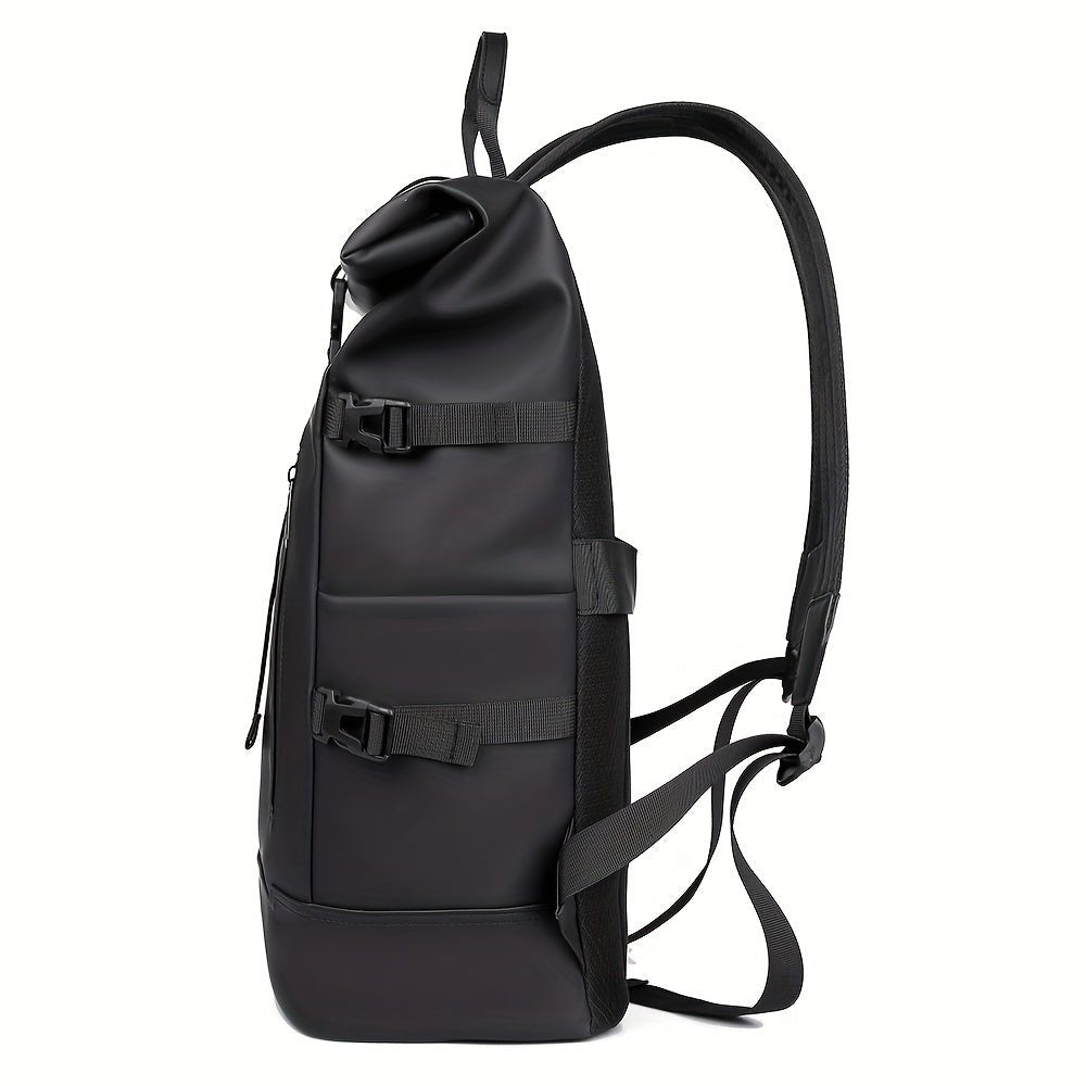 Mochila masculina roll-top impermeável com compartimento para laptop