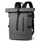Mochila masculina roll-top impermeável com compartimento para laptop
