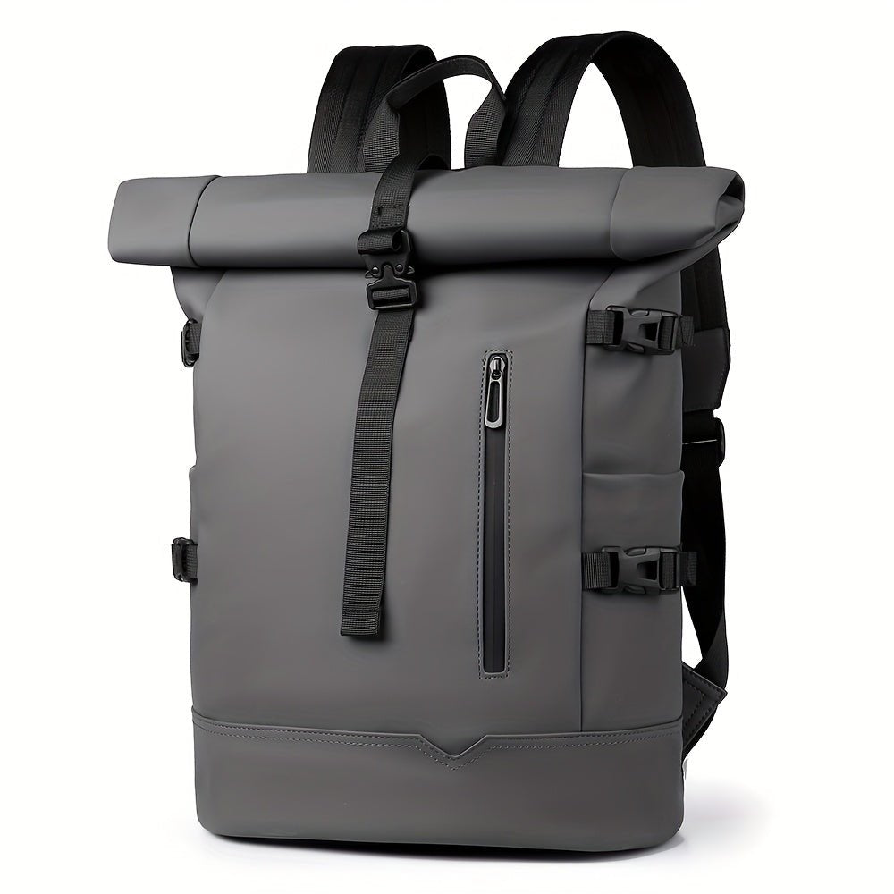 Mochila masculina roll-top impermeável com compartimento para laptop