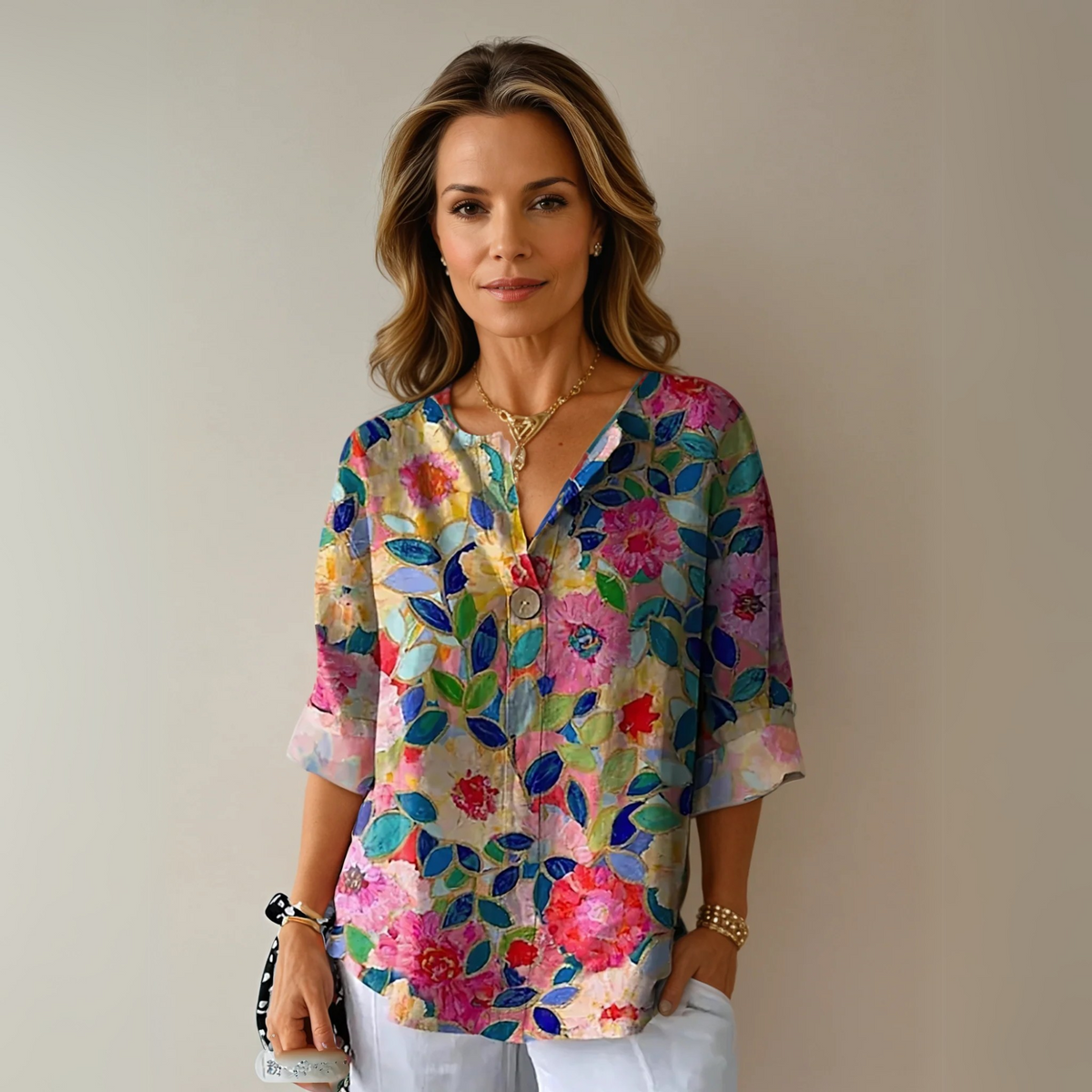 Blusa feminina casual versátil tecido suave fluído