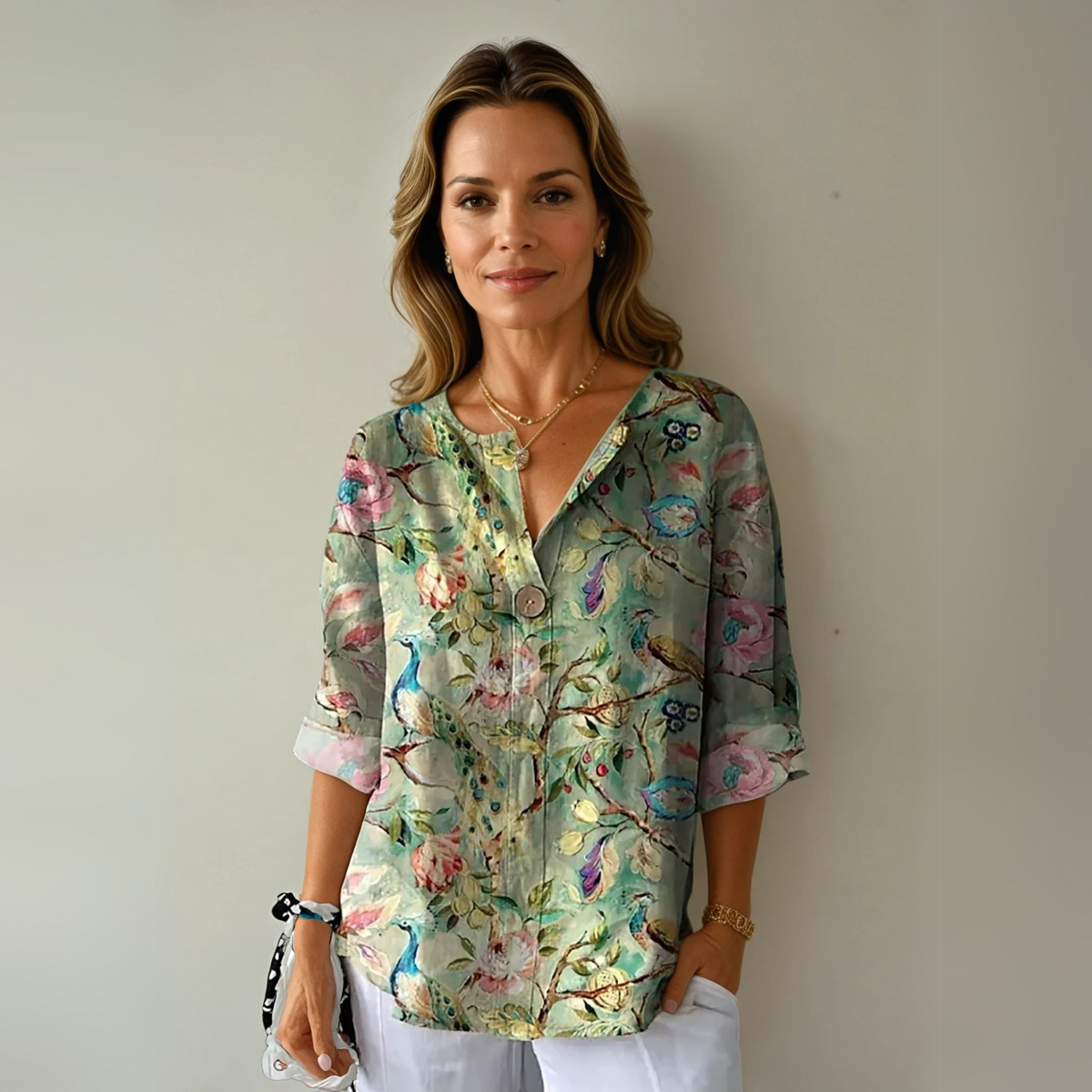 Blusa feminina casual versátil tecido suave fluído