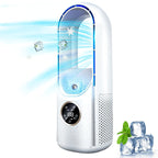 Ar condicionado portátil sem pás silencioso USB branco e azul