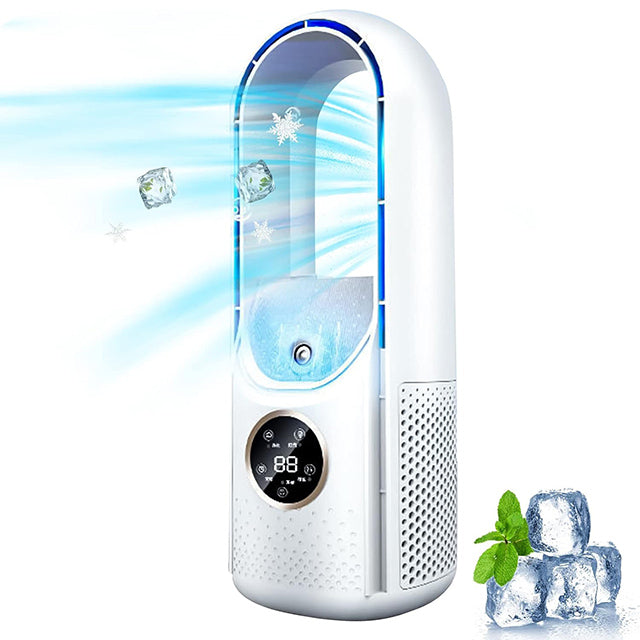 Ar condicionado portátil sem pás silencioso USB branco e azul