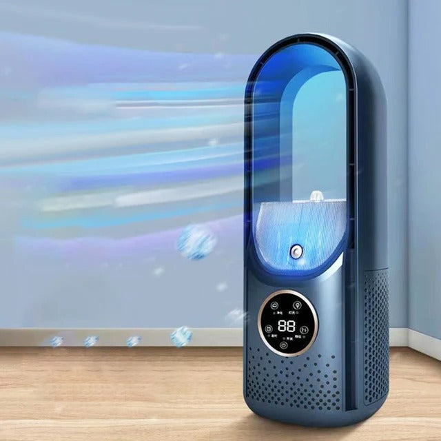 Ar condicionado portátil sem pás silencioso USB branco e azul