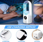 Ar condicionado portátil sem pás silencioso USB branco e azul