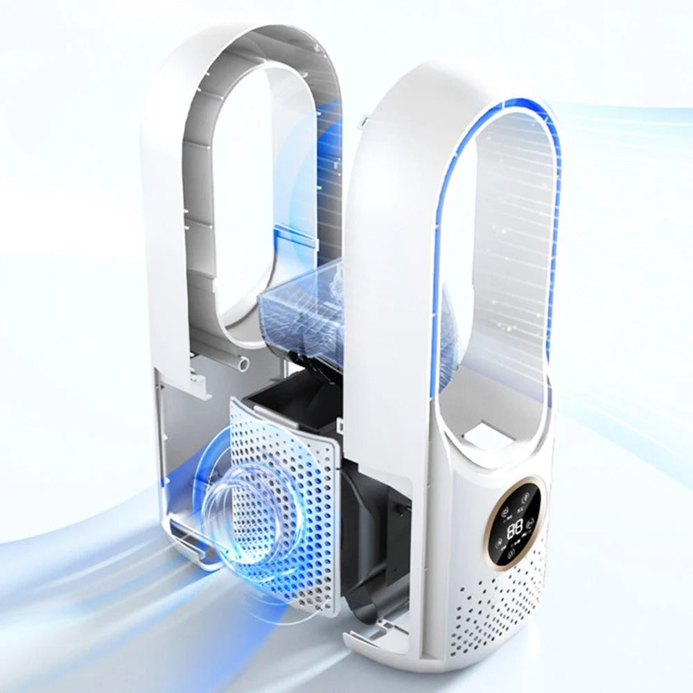 Ar condicionado portátil sem pás silencioso USB branco e azul