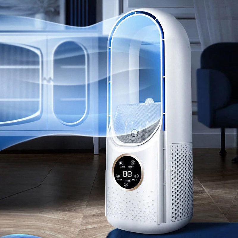 Ar condicionado portátil sem pás silencioso USB branco e azul