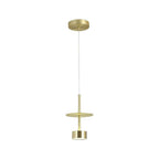 Candeeiro suspenso de metal dourado para ilha de cozinha, LED integrado, design industrial contemporâneo
