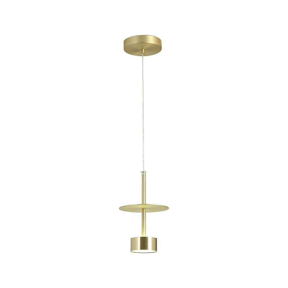 Candeeiro suspenso de metal dourado para ilha de cozinha, LED integrado, design industrial contemporâneo