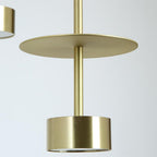 Candeeiro suspenso de metal dourado para ilha de cozinha, LED integrado, design industrial contemporâneo