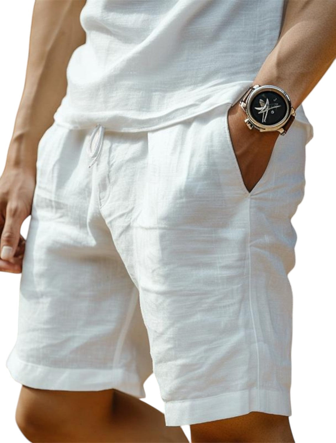 Calções homem casual confortáveis com cordão ajustável em várias cores